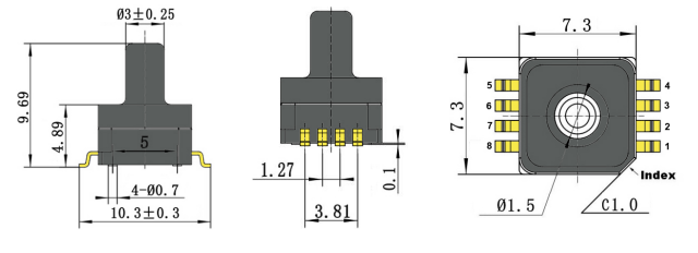 5V 700kPa प्रवर्धित एनालॉग आउटपुट सेंसर वायुमंडलीय दबाव 0
