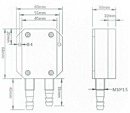 एयर कंप्रेसर के लिए 5V 30kpa माइक्रो डिफरेंशियल प्रेशर सेंसर 0